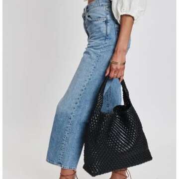 2025 Woven Leather Tote Bag with Purse, Extra Large Capacity Vegan Leather Tote Bag Women Weekender ...