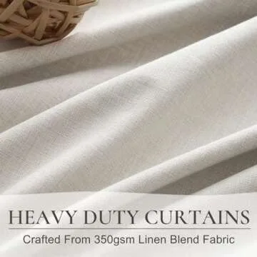 Extra Long Ivory Curtains for Living Room Blackout 108 Inches Insulating Sound Proof Wide Drapes for Window Treatments Curtains for Track System with Hooks and Rings Natural Beige (W50" x L108" x 2 )