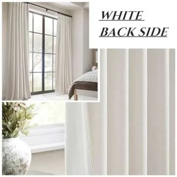 Extra Long Ivory Curtains for Living Room Blackout 108 Inches Insulating Sound Proof Wide Drapes for Window Treatments Curtains for Track System with Hooks and Rings Natural Beige (W50" x L108" x 2 )