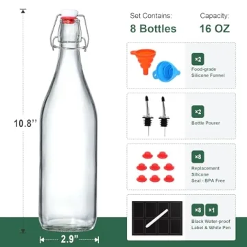 16oz Swing Top Glass Bottles Set for Home Brewing