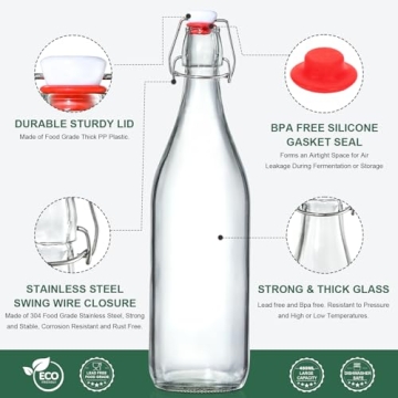 16oz Swing Top Glass Bottles Set for Home Brewing