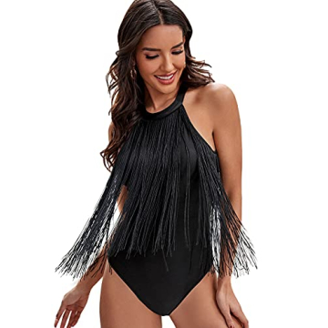 Verdusa Women's Fringe Trim Halter Bodysuit - Stylish & Comfortable