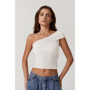 QINSEN One Shoulder Top for Effortless Style and Comfort