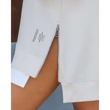 Chic Oversized Sweatshirt with Zipper Slit for Women