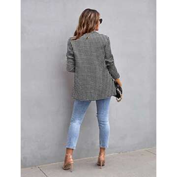 CRAZY GRID Womens Casual Blazer Long Sleeve Business Suit Jacket Open Front Button Work Office Blazer Jacket Fashion Dressy Plus Size Ladies Blazer Black Chibi 3XL