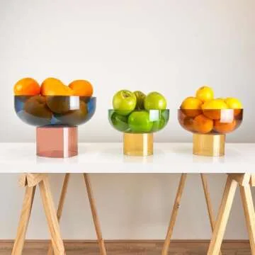 Cloudnola Reversible Decorative Glass Bowl, Pink and Yellow, 8" dia x 5.6", For Entertaining, Fruit Bowl, Centerpiece Bowl, Ideal Gift for Weddings, Birthday, Anniversary or Any Occasion