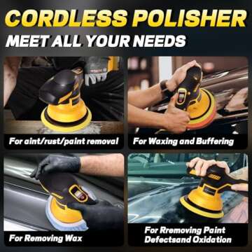YEARTOP Cordless Car Buffer Polisher with 8 Speeds