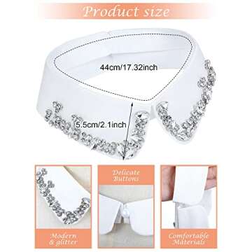 Giegxin 2 Pcs Dickey Rhinestones Fake Collar for Women Embellished Detachable Half Shirt Choker Fals...