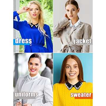 Giegxin 2 Pcs Dickey Rhinestones Fake Collar for Women Embellished Detachable Half Shirt Choker False Collar(Black, White,Elegant Style)