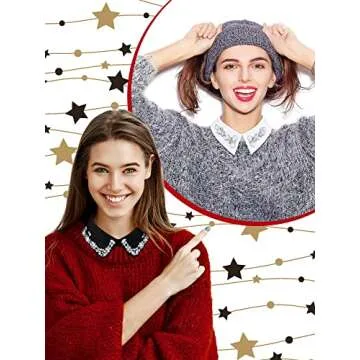 Giegxin 2 Pcs Dickey Rhinestones Fake Collar for Women Embellished Detachable Half Shirt Choker False Collar(Black, White,Elegant Style)