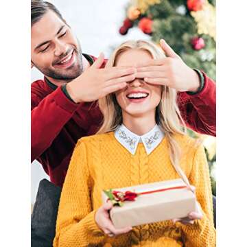 Giegxin 2 Pcs Dickey Rhinestones Fake Collar for Women Embellished Detachable Half Shirt Choker False Collar(Black, White,Elegant Style)