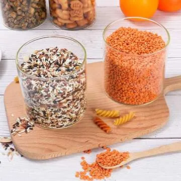 20 oz Glass Spice Jars with Bamboo Lid,6 Pack Kitchen Food Storage Canister for Spices,Coffee Beans,Tea, Nuts and Candy