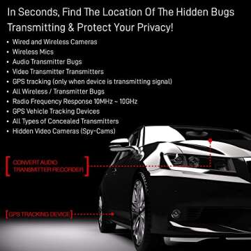Spy-Hawk Security Pro-10G Bug Detector - Find GPS Tracker & Wireless Camera - Anti Spy Detector - Audio Bug Sweeping Device - Hidden GPS Tracking Finder - Cam Finder by Spy Associates Security