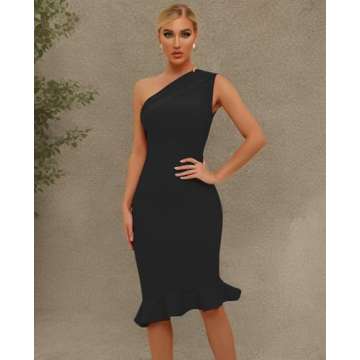 Trendy One Shoulder Mermaid Cocktail Dress for Women