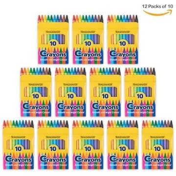 Trail maker 12 Pack Bulk Crayons | Washable Beeswax Bright Color Crayons Bulk Individual Packs, 10 Per Box, 12 Boxes Bundle Art Set Crayons for Kids, Classrooms, Restaurants