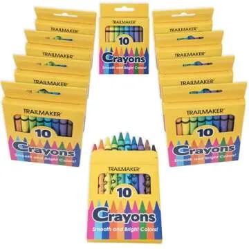 Trail maker 12 Pack Bulk Crayons | Washable Beeswax Bright Color Crayons Bulk Individual Packs, 10 Per Box, 12 Boxes Bundle Art Set Crayons for Kids, Classrooms, Restaurants