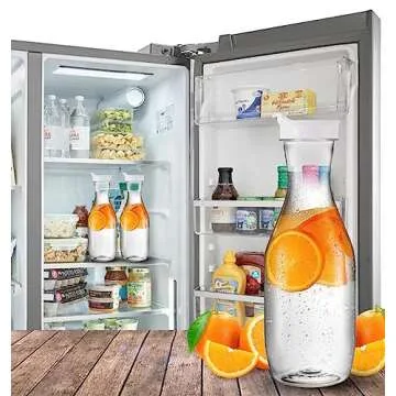 Party Bargains 50 oz. Plastic Carafe with Lids - Clear, 6 Count, White Flip Tab Lid Premium Quality & Heavy Duty Plastic Pitcher for Iced Tea, Powdered Juice, Cold Beverages, Mimosa Bar