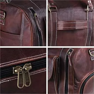 Vintage Leather Duffle Bag for Travel - 24 Inch