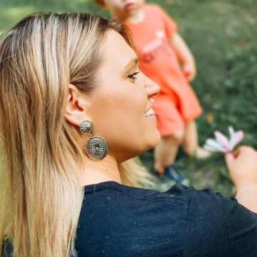 Western Country Earrings for Women Valentines Day Gifts Vintage Silver Dangle Earrings Boho Turquoise Earrings Country Concert Outfits Concho Jewelry