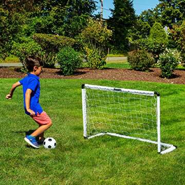 Franklin Sports Kids Soccer Goal Set - Portable Backyard Youth Soccer Goals - 2 Mini Soccer Goals with Ground Stakes - 54" x 36",Black
