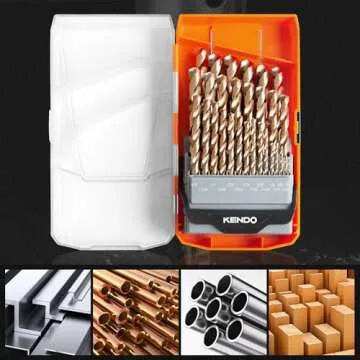 KENDO 29PCS Cobalt Drill Bit Set for Hard Metal