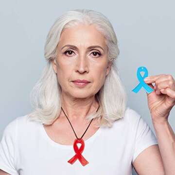 6 Pieces Ribbon Silicone Mold Awareness Ribbon Silicone Mold with Hole and 10 Pieces Keyrings for DIY Chocolate, Cake, Pudding, Ice Cream, Jelly (pink)