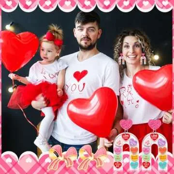 6 Pairs Valentines Earrings for Women, Valentines Day Earrings Heart Arch Bow Tassels Dangle Earrings Bulk for Women, Valentine's Day Jewelry Accessories Gifts for Women and Teens