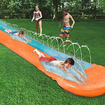 Taopleker Water Slip and Slide for Kids Adults, Backyard Giant Waterslide Racing Lanes and Splash Pool Games, Outdoor Blow Up Water Slides