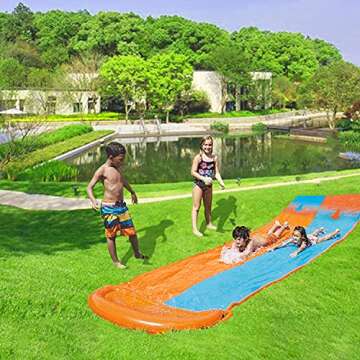 Taopleker Water Slip and Slide for Kids Adults, Backyard Giant Waterslide Racing Lanes and Splash Pool Games, Outdoor Blow Up Water Slides