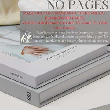 Decorative Books Set of 2 Designer Book Decor Inspired - Fake Books for Coffee Table Books Fashion Book Decor and hardcover Decorative Book Stack