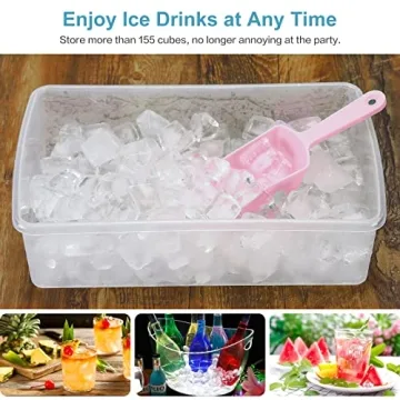 Pink Ice Cube Tray with Cover and Storage Bin for Easy Freezing
