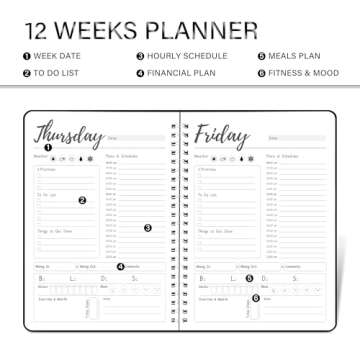 Work Planner,Daily & Weekly Spiral Planner with Hourly Schedules, To Do List, Tasks, Expense tracker...
