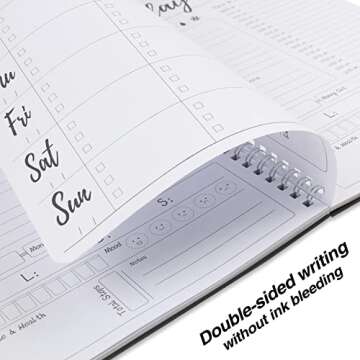 Work Planner,Daily & Weekly Spiral Planner with Hourly Schedules, To Do List, Tasks, Expense tracker, Undated 7 Days Planner Start Anytime, Flexible PVC Waterproof Cover, 10x7.3 inches