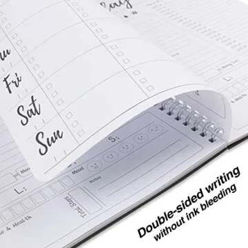Work Planner,Daily & Weekly Spiral Planner with Hourly Schedules, To Do List, Tasks, Expense tracker, Undated 7 Days Planner Start Anytime, Flexible PVC Waterproof Cover, 10x7.3 inches
