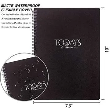 Work Planner,Daily & Weekly Spiral Planner with Hourly Schedules, To Do List, Tasks, Expense tracker, Undated 7 Days Planner Start Anytime, Flexible PVC Waterproof Cover, 10x7.3 inches