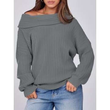 Saodimallsu Womens Off The Shoulder Sweater Top Oversized 2024 Fall Batwing Boat Neck Knit Sexy Casu...
