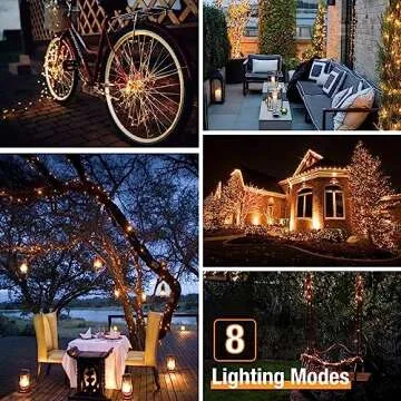 8 Pack Solar String Lights Outdoor, Total 640LED 264FT Solar Fairy Lights Outdoor Waterproof 8 Modes Copper Wire Solar Twinkle Lights for Outside Garden Patio Tree Christmas Wedding Party Decor