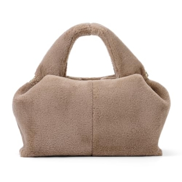 Fluffy Cloud Pouch Bag Dumpling Clutch Purse Furry Tote Shoulder Bag Plush Crossbody Bag Fuzzy Lambs...