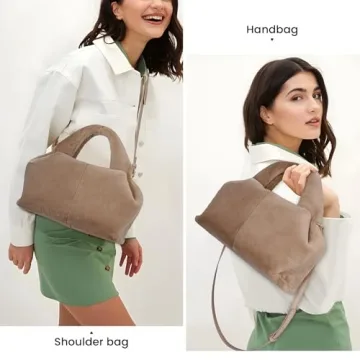 Fluffy Cloud Pouch Bag Dumpling Clutch Purse Furry Tote Shoulder Bag Plush Crossbody Bag Fuzzy Lambswool Handbag