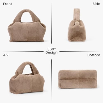 Fluffy Cloud Pouch Bag Dumpling Clutch Purse Furry Tote Shoulder Bag Plush Crossbody Bag Fuzzy Lambswool Handbag