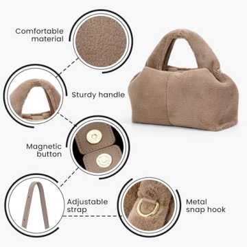 Fluffy Cloud Pouch Bag Dumpling Clutch Purse Furry Tote Shoulder Bag Plush Crossbody Bag Fuzzy Lambswool Handbag