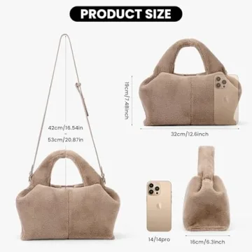 Fluffy Cloud Pouch Bag Dumpling Clutch Purse Furry Tote Shoulder Bag Plush Crossbody Bag Fuzzy Lambswool Handbag