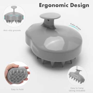 FREATECH Hair Scalp Massager Shampoo Brush with Soft Silicone Bristles for Scalp Care and Hair Growt...