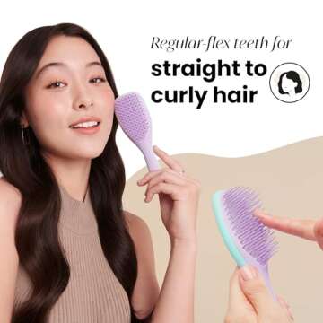 Tangle Teezer Ultimate Detangler Hairbrush, Eliminates Knots & Reduces Breakage, Mini Hair Brush for Travel, Small Hands & All Hair Types, Wisteria Leaf