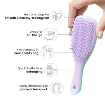 Tangle Teezer Ultimate Detangler Hairbrush, Eliminates Knots & Reduces Breakage, Mini Hair Brush for Travel, Small Hands & All Hair Types, Wisteria Leaf