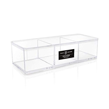Isaac Jacobs Clear Acrylic 3 Section Organizer- Three Compartment Drawer Tray and Storage Solution f...