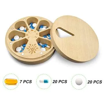 Stylish Wood Weekly Pill Organizer – 7-Day Eco-Friendly Pill Box