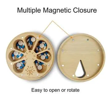 Eco-Friendly Wood Weekly Pill Organizer for Supplements