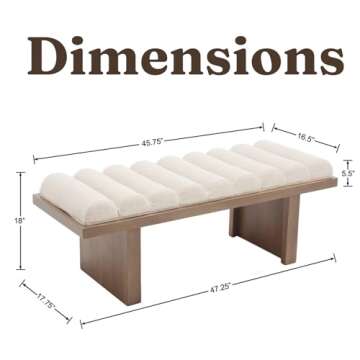HEAH-YO Modern Bench,47” Width End of Bed Bench with Cylindrical Cushion and Wood Legs,Upholstered...