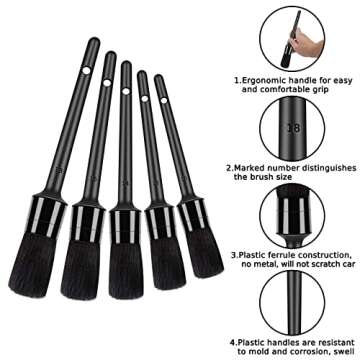 HMPLL Car Detailing Brush Set for Complete Interior Cleaning